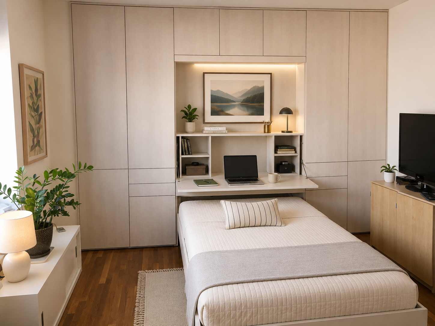 The Zoom-Bed open in a warm bedroom